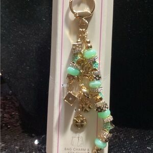 Clearance Studio Gold and Mint Keychain Bag Charm